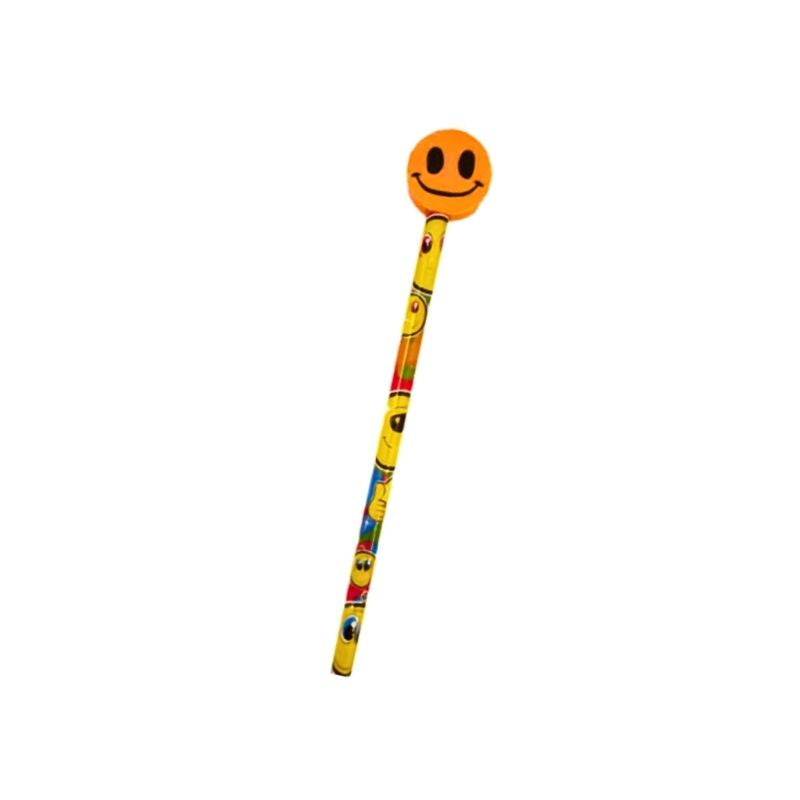 Smiley Face Pencil With Eraser Topper - Assorted