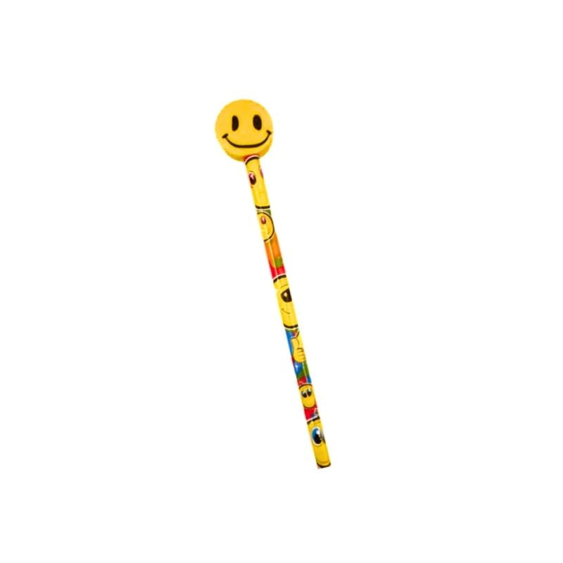 Smiley Face Pencil With Eraser Topper - Assorted