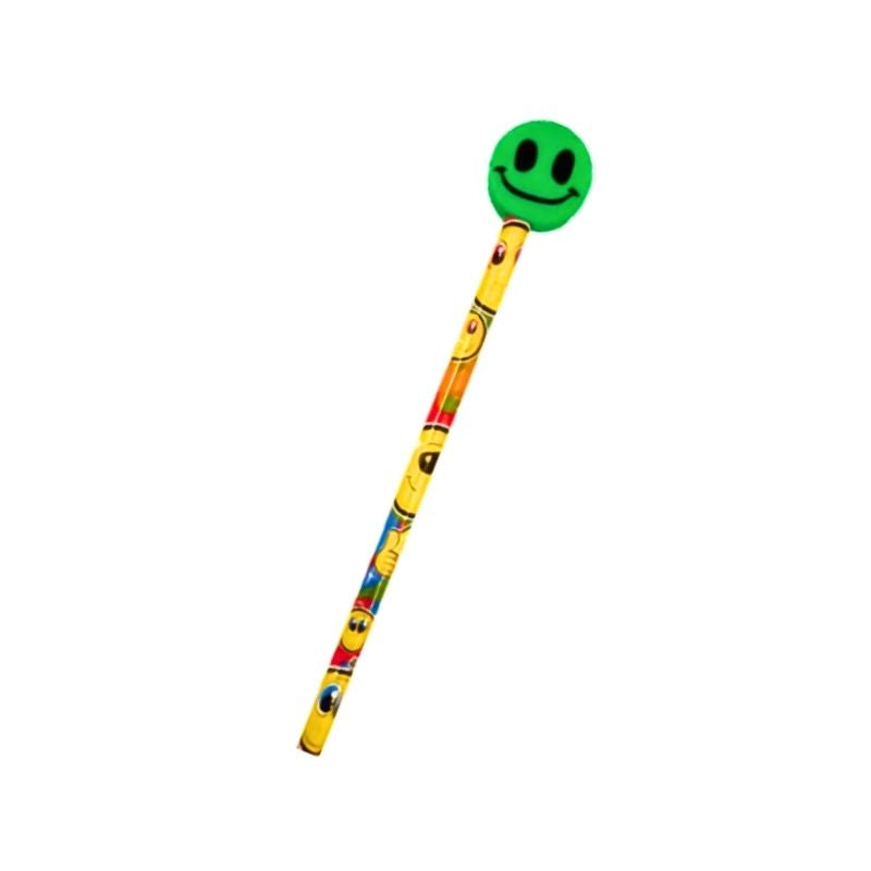 Smiley Face Pencil With Eraser Topper - Assorted