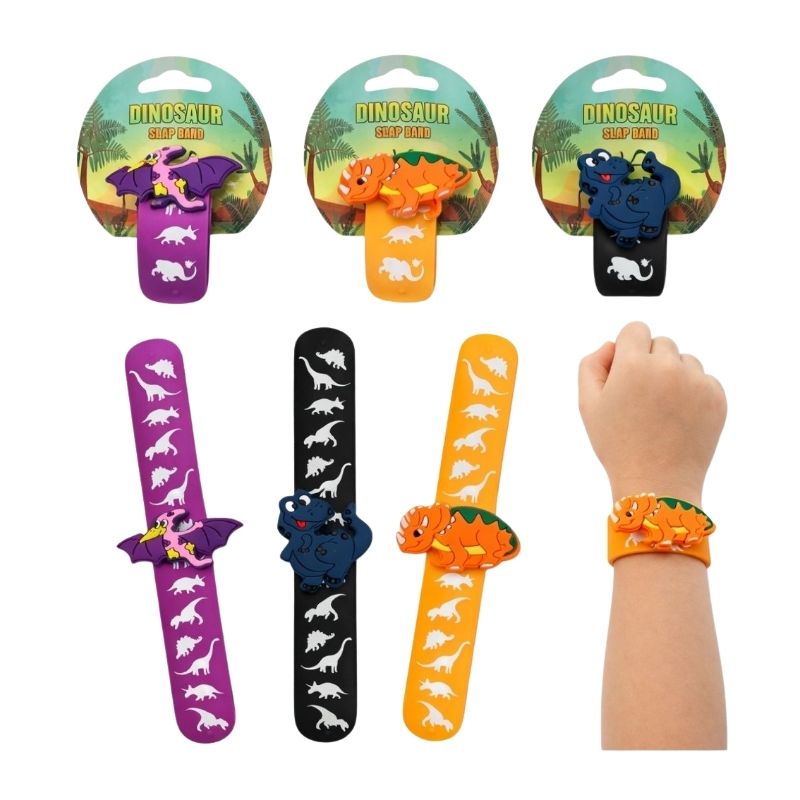 Dinosaur Design Slap Bracelet assorted Colours
