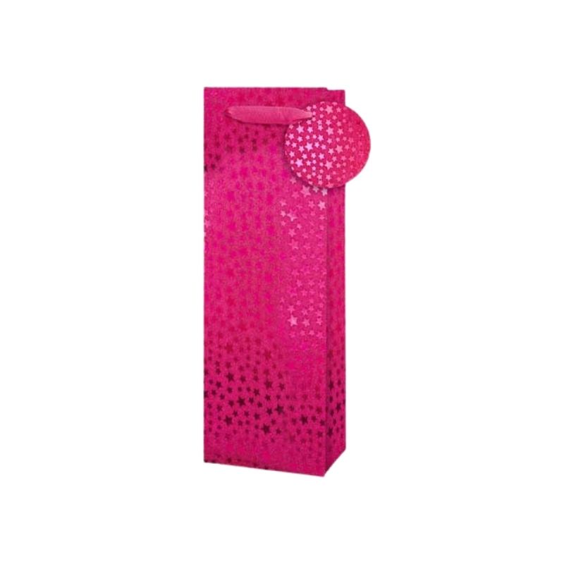 Small Stars Bottle Gift Bag - Pink