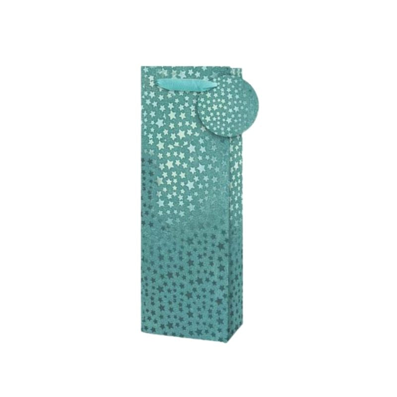 Small Stars Bottle Gift Bag - Green