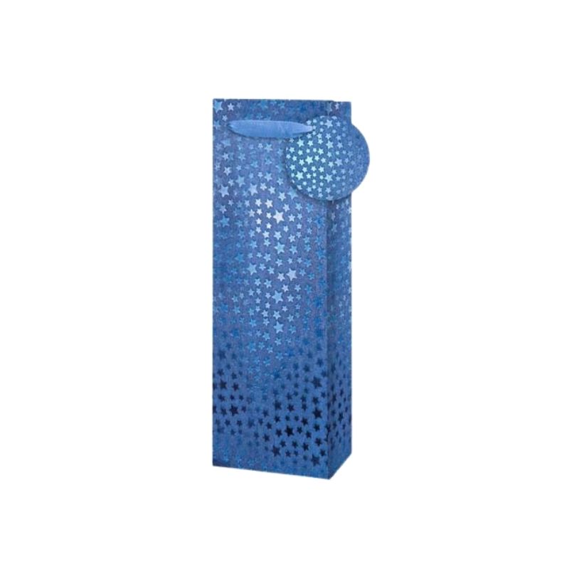 Small Stars Bottle Gift Bag - Blue
