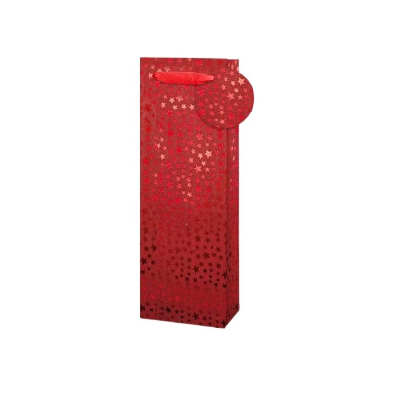 Small Stars Bottle Gift Bag - Red