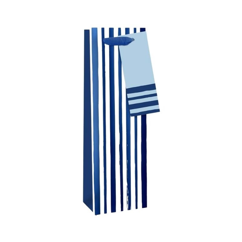 Blue Stripe Bottle Gift Bag