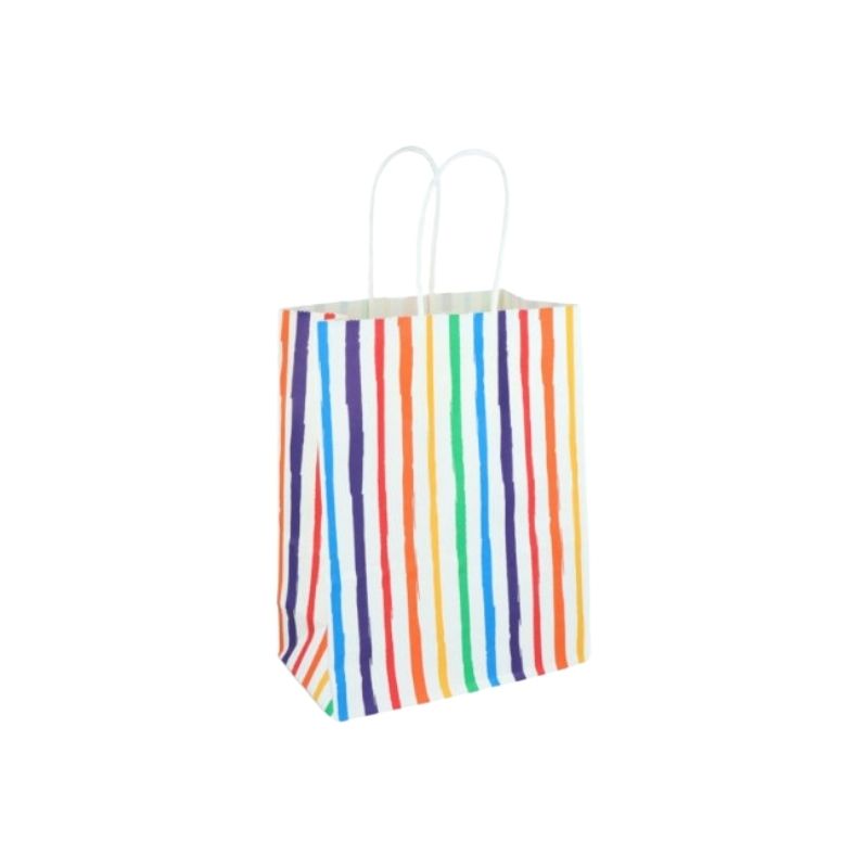 Stripe Multicolour Paper Party Bag With Handles