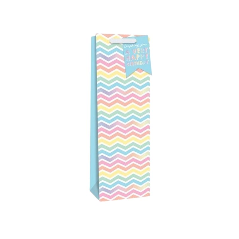 Pastel Zig-Zag Bottle Gift Bag