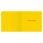 Yellow card with 'LOVE YOU TO PIECES!' text on a white background