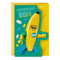 Greeting card with a LEGO banana character and 'Awesome Son' text on a yellow and teal background