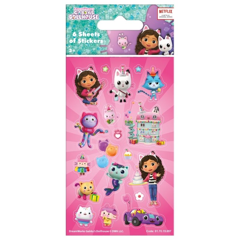 Gabby's Dollhouse Party Sticker Pack - 6 sheets