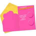 Greeting card for an amazing granddaughter with pink and yellow design